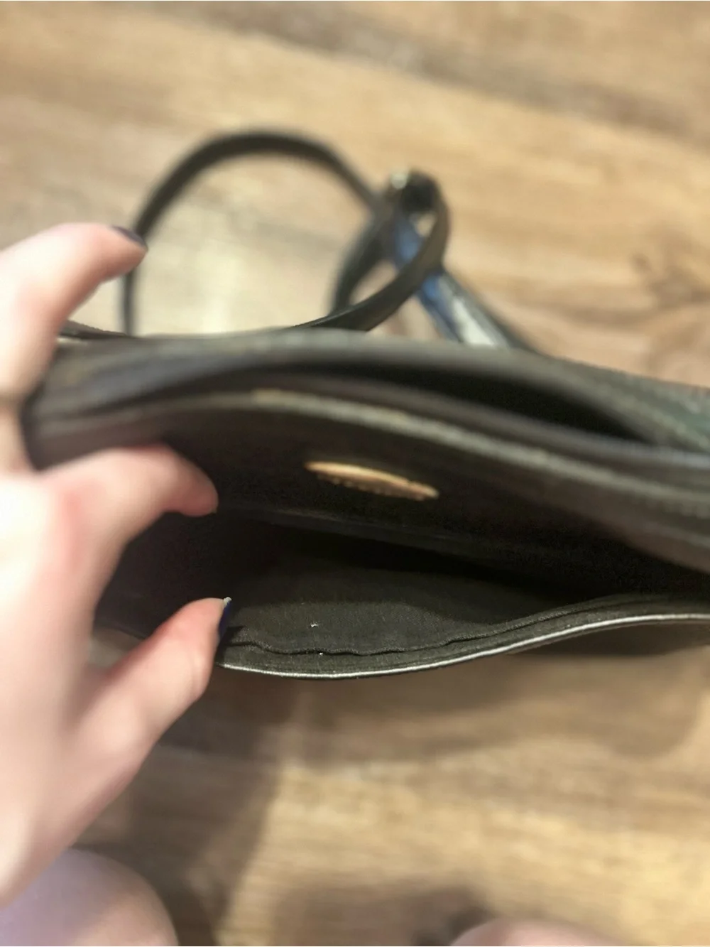Vintage Liz Claiborne Black Leather Paisley Pattern Crossbody Bag